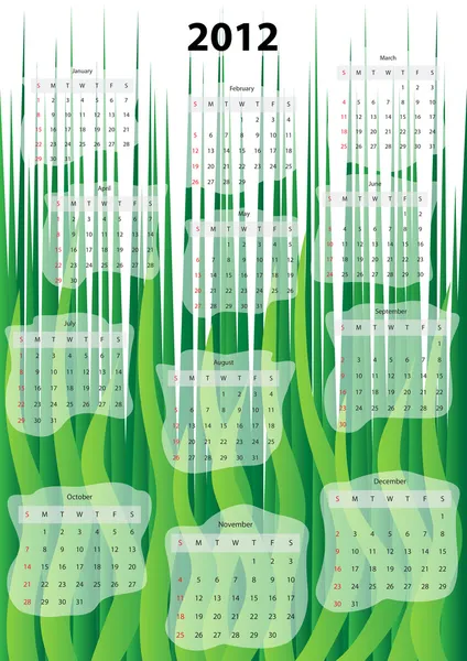 Grass calendar 2012 — Stock Vector