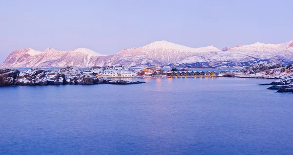 Kuzey güzellik. Panorama. Norveç kutup gecesi. — Stok fotoğraf