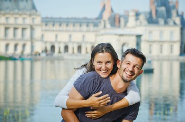 Young Couple Walking in Fontainebleau clipart