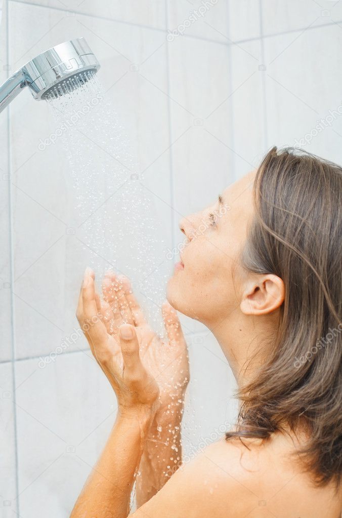 Beautiful woman in shower