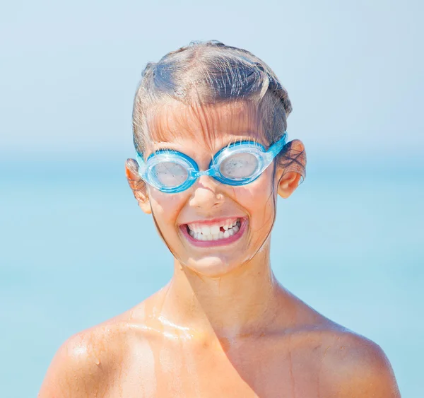 Happy diving girl — Stock Photo, Image