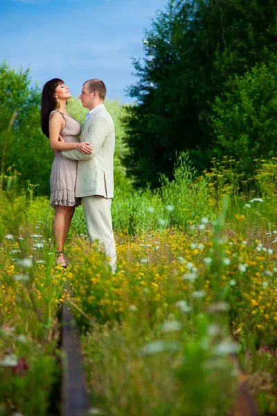 Liefdesverhaal over de spoorweg — Stockfoto