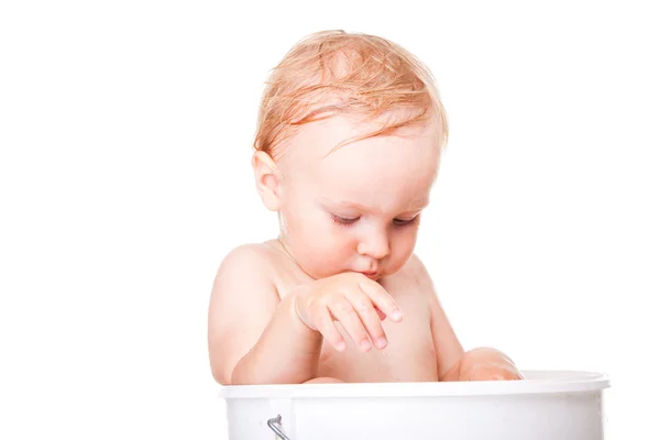 Gelukkig kleine jongen met bad — Stockfoto