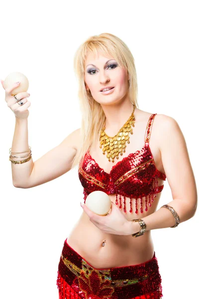 Blonde woman bellydancer — Stock Photo, Image