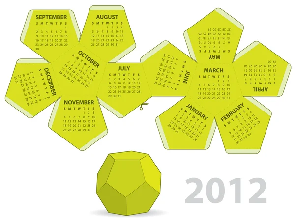 正十二面体カレンダー — ストックベクタ