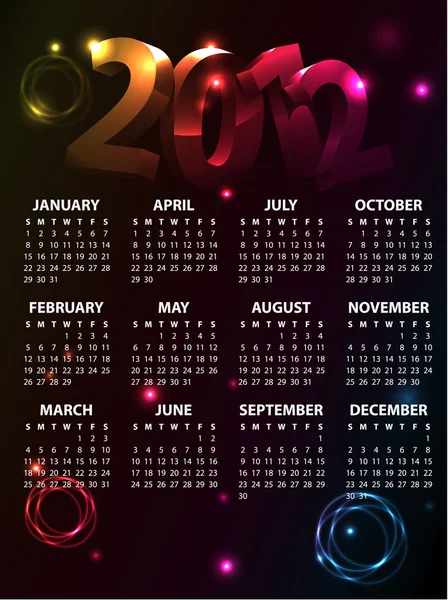 Calendario colorido 2012 — Vector de stock