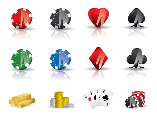 Jeu - jeu d'icônes de poker — Image vectorielle