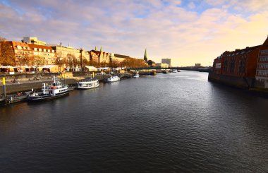 View on river Weser in Bremen clipart