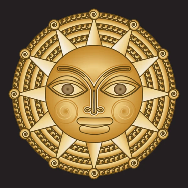 Старовинний золотий медальйон сонячний Векторна Графіка