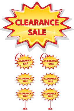 Set of red and yellow sale icons isolated on white - clearance s clipart
