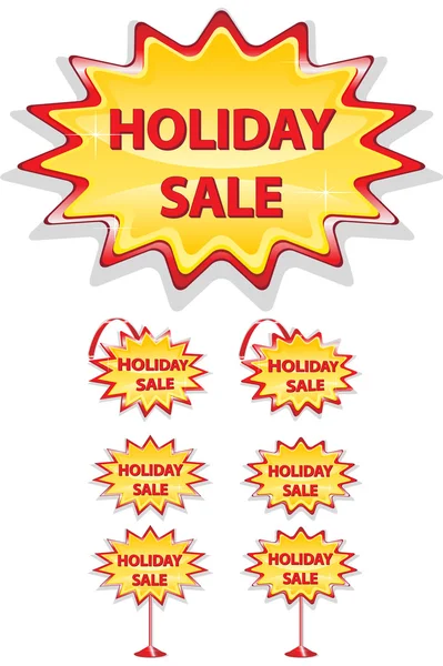 Set di icone di vendita rosse e gialle isolate su bianco - holiday sal — Vettoriale Stock