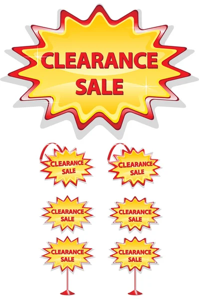 Set of red and yellow sale icons isolated on white - clearance s Stock Illustration