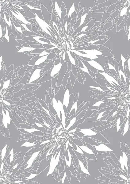 Gray background with white chrysanthemums — Stock Vector