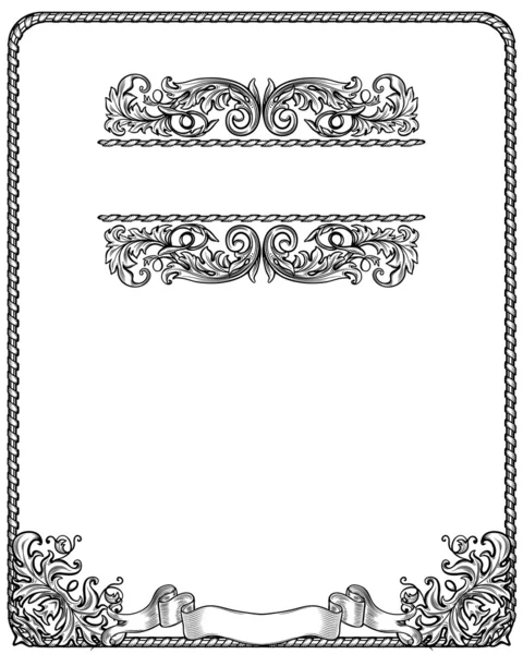 Cadre décoré noir et blanc, isolé — Image vectorielle