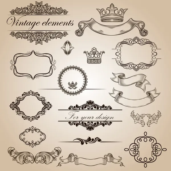 Set of vintage elements for your design — Stock Vector