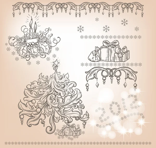 Set of Christmas items — Stock Vector