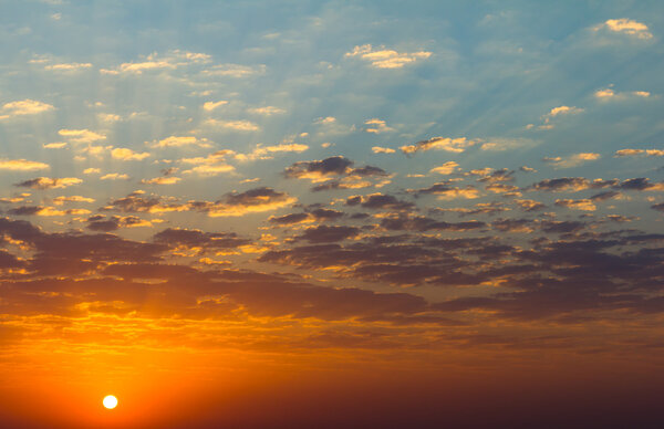 Sunrise at sea. Egypt. The calm sea.