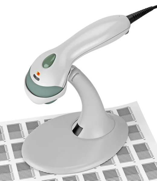 Barcode scanner on the stand — Stock Photo, Image