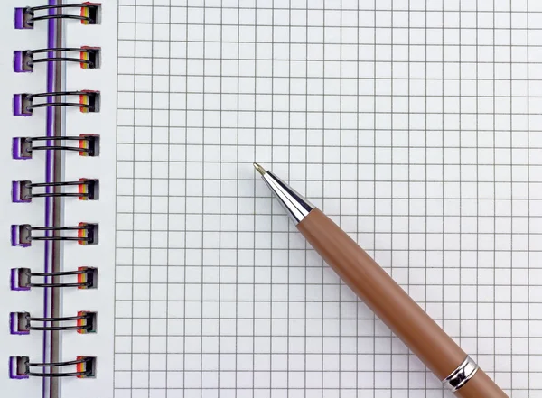 Abra o bloco de notas e a caneta . — Fotografia de Stock