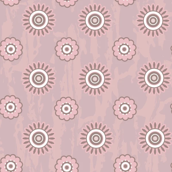 丸い花とレトロなシームレス パターン — ストックベクタ