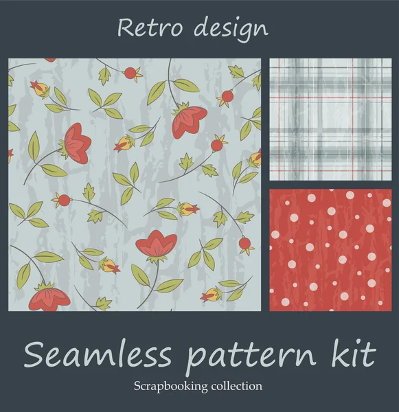Retro seamless pattern kit — Stock Vector
