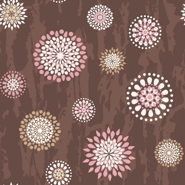 丸い花とのシームレスなパターン — ストックベクタ