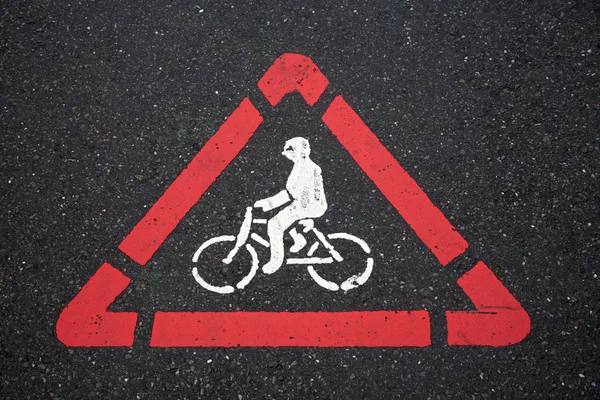 Bicycle and pedestrian warning signs — Stock Photo, Image