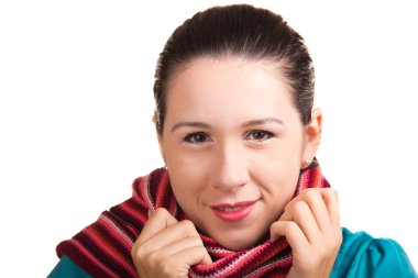 Pretty girl wrapped in a bright scarf