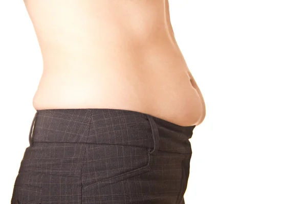 Sovrappeso ragazza su uno sfondo bianco — Foto Stock