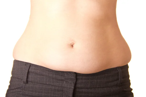 Chica joven con sobrepeso sobre un fondo blanco —  Fotos de Stock
