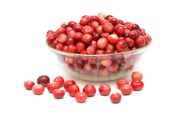 Cranberries in a glass bowl — Stock Photo, Image