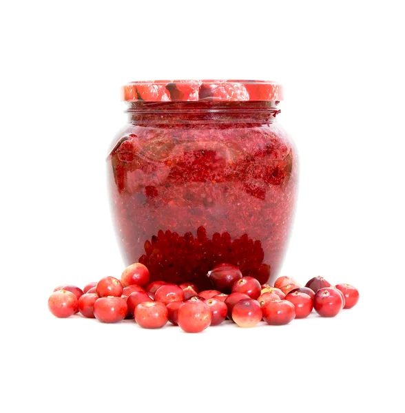 Cranberries e compota de cranberry — Fotografia de Stock