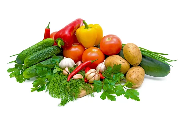 stock image Mixed vegetables on a white background