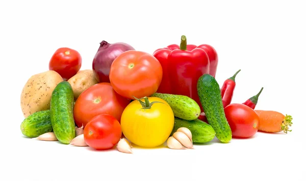 Set fresh vegetables on a white background — Stock Photo, Image