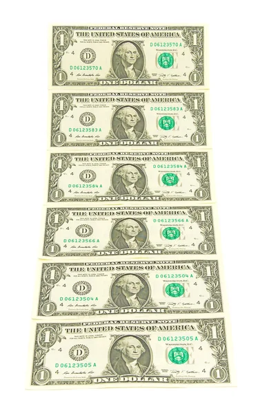 Billete de dólar sobre fondo blanco — Foto de Stock