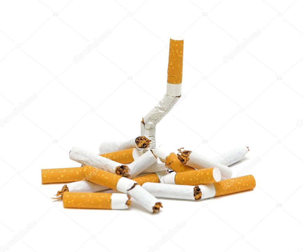 Pile of broken cigarettes. No smoking.