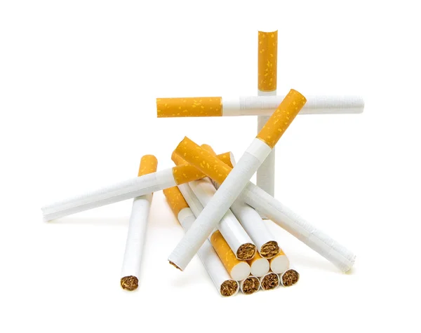 Cigarette sur fond blanc — Photo