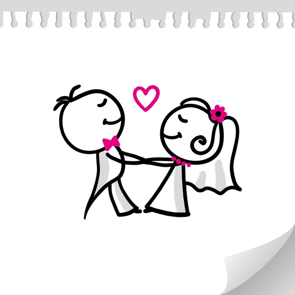 Dibujos animados boda pareja — Vector de stock