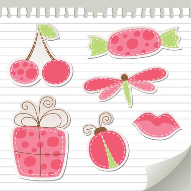 Cute pink stickers clipart