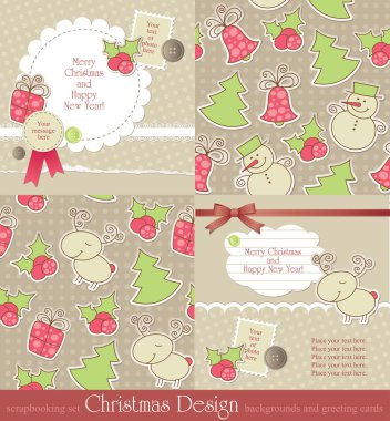 Christmas vintage set clipart