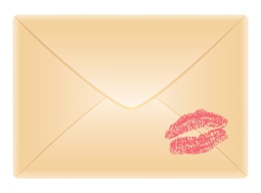 Envelope with kiss trace clipart