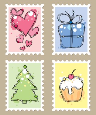 Postage stamps clipart