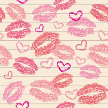 Pattern with kisses clipart