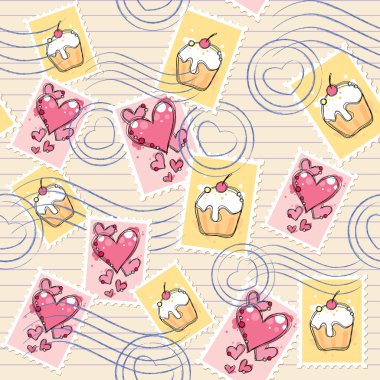 Pattern with postage stamps clipart