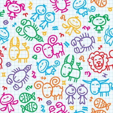 Pattern with zodiac clipart