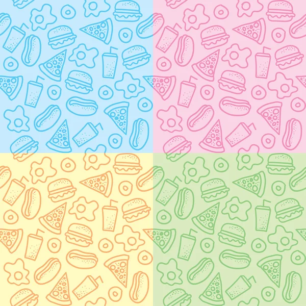 Patterns with fast food — Stock Vector