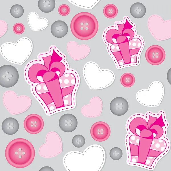 Modèle avec des boîtes-cadeaux roses — Image vectorielle