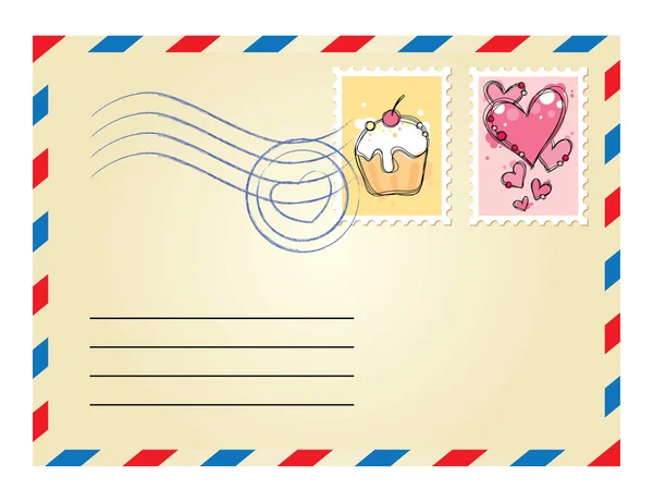 Envelope com selos — Vetor de Stock