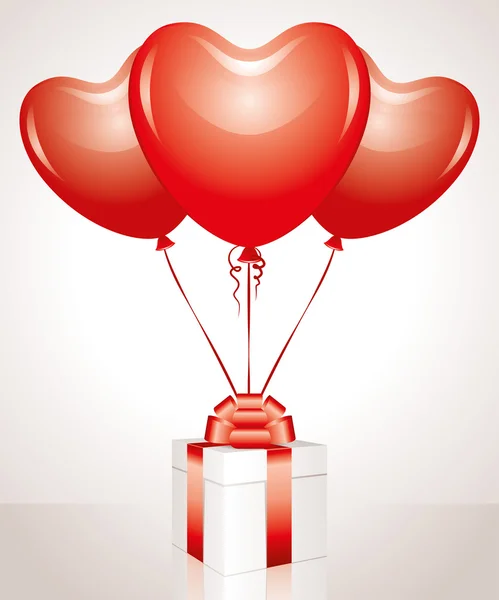 Gift and balloons — Stock Vector