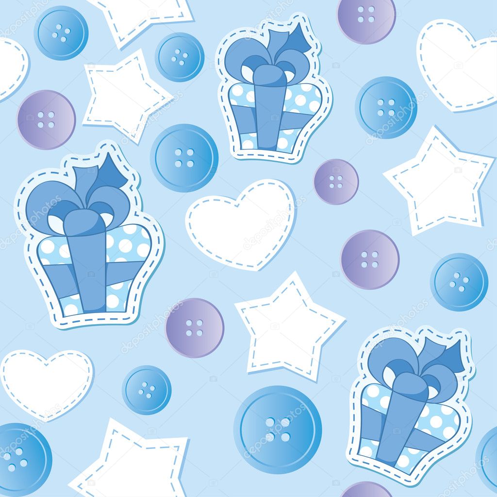 Pattern with blue gift boxes